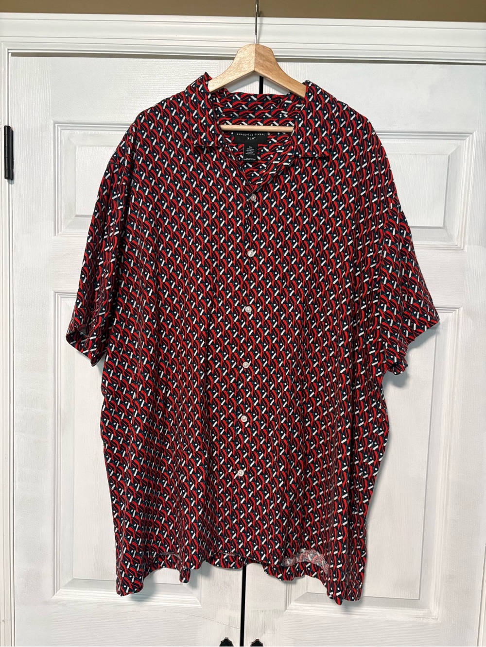 Shaquille O'Neal XLG Multi-Geo Linen Blend Camp Shirt 3XL